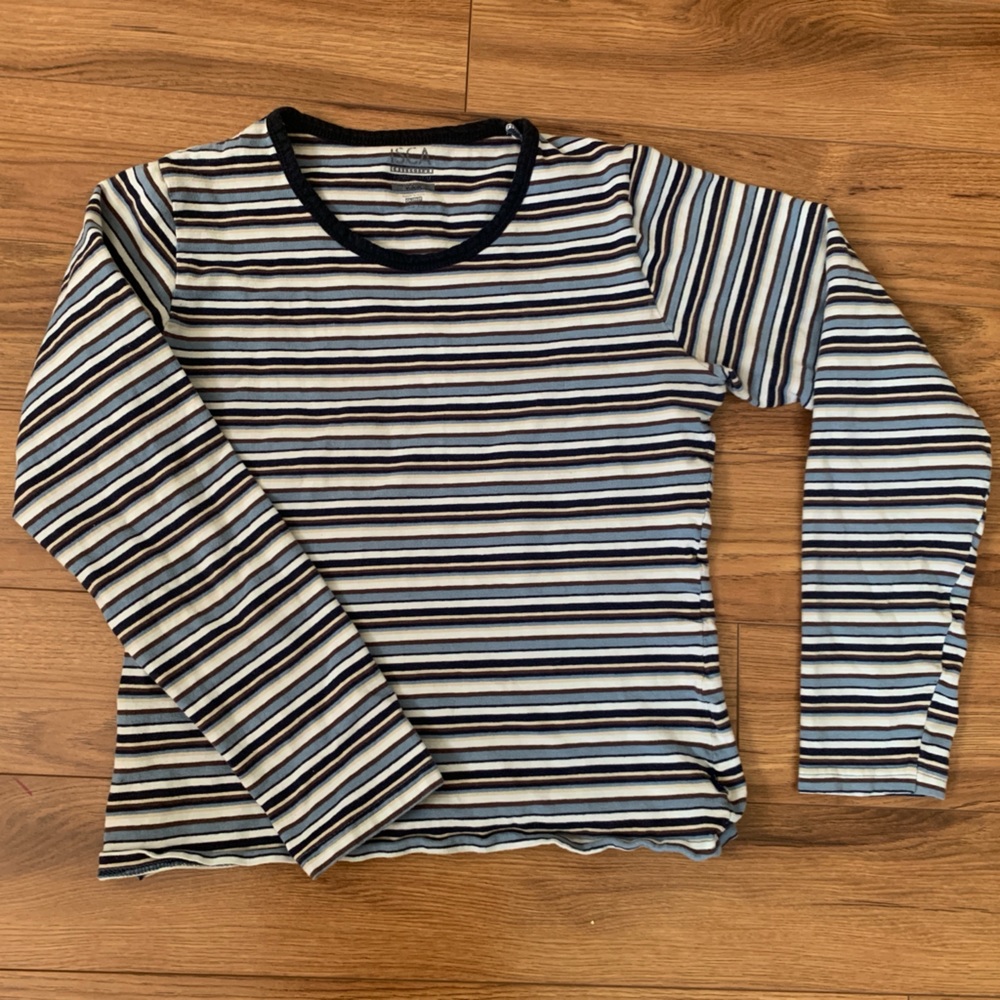 Blue Stripped Long Sleeve Top